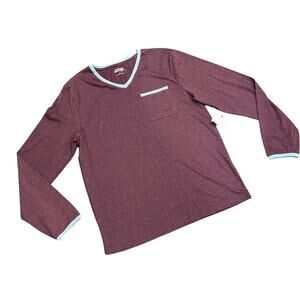 UNSIMPLY STITCHED Long Sleeve Tee SIZE LARGE V-neck Burgundy Grey NEW WITH TAGS